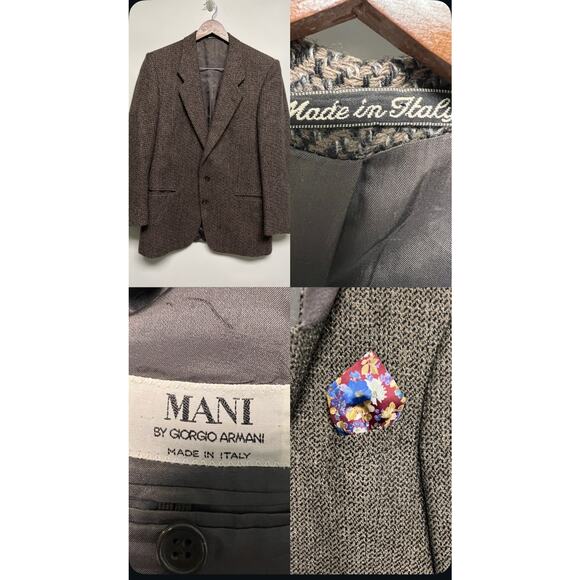 MANI BY GIORGIO ARMANI Made In Italy Vintage Tweed Wool Jacket 40 R Sports coat